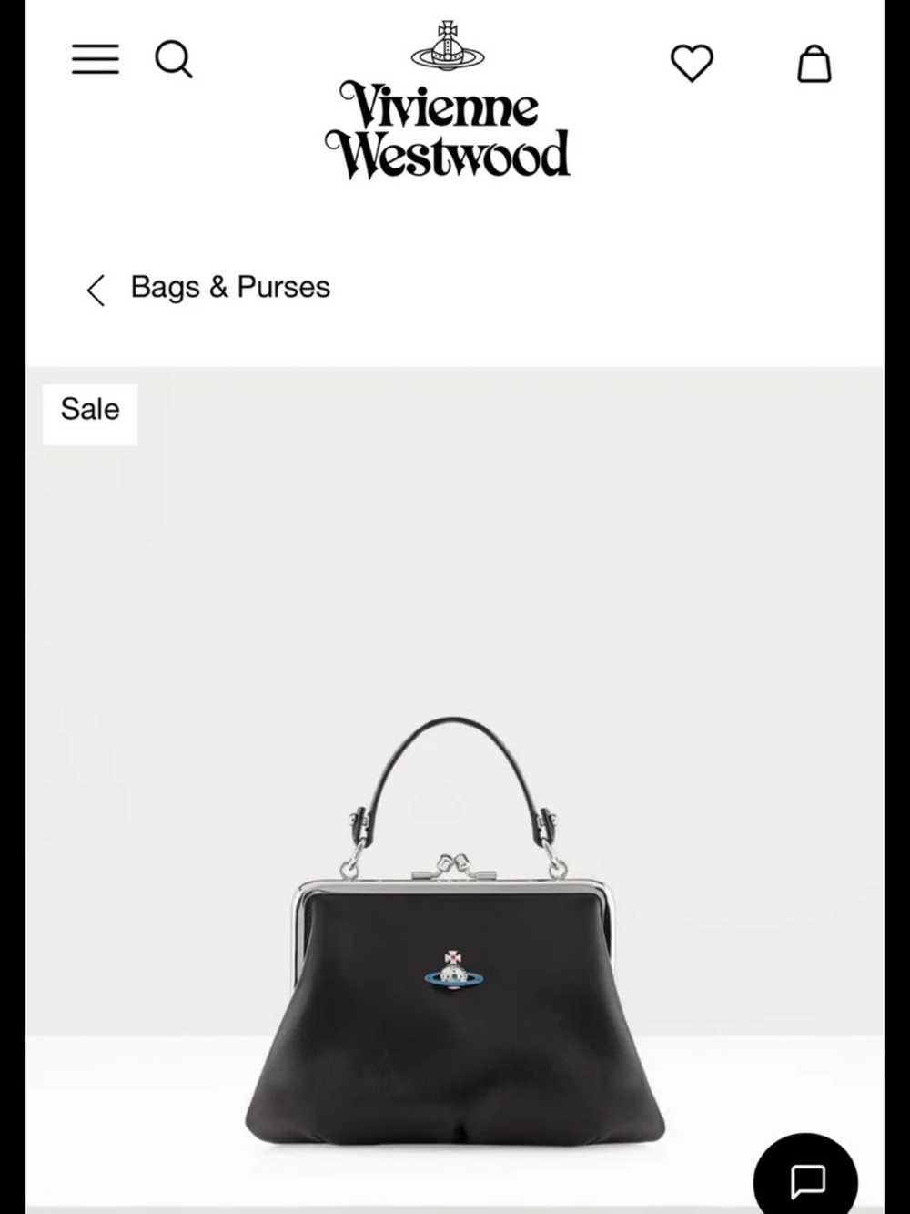 Vivienne Westwood Black Leather Frame Clutch with Orb Emblem
